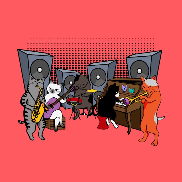 Rocking Cat Jazz Band by LefTEE Designs