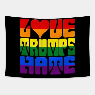 LOVE TRUMPS HATE Anti-Trump LGBTQ Gay Pride Flag Tapestry