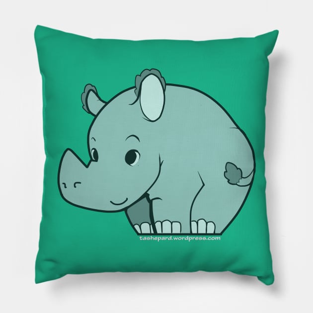 Rhino (green) Pillow by taShepard