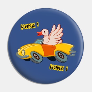 HONK! HONK! Goose in a car Pin