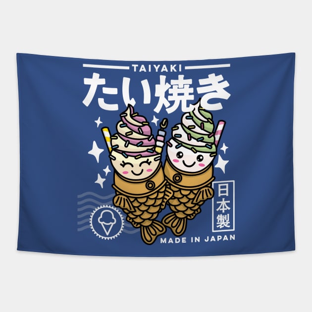 Kawaii Taiyaki Japanese Food Cute Anime Aesthetic Retro 90s Tapestry by DetourShirts