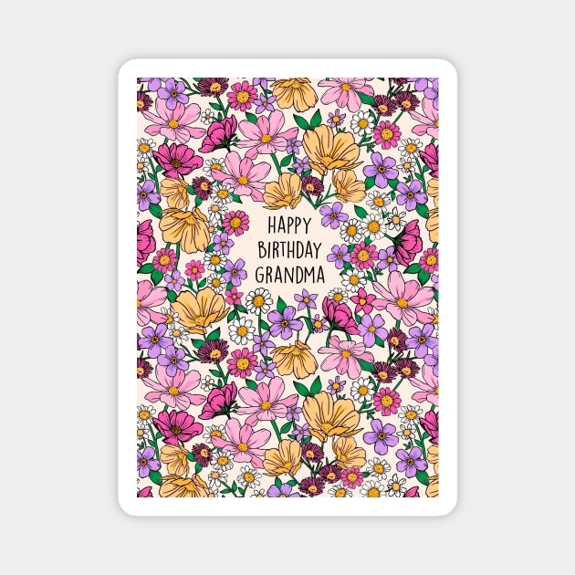 BOTANICAL BIRTHDAY GRANDMA Magnet by Poppy and Mabel