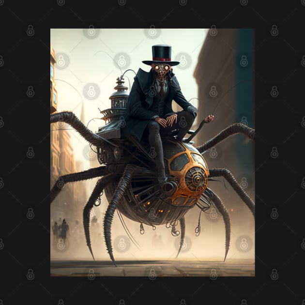 Steampunk spider rider riding mechanical robot mashine steampunk animal by SJG-digital