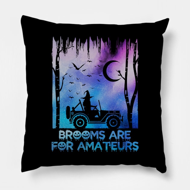 Offroad Witch Halloween Broom I Funny My Broom Broke Pillow by az_Designs