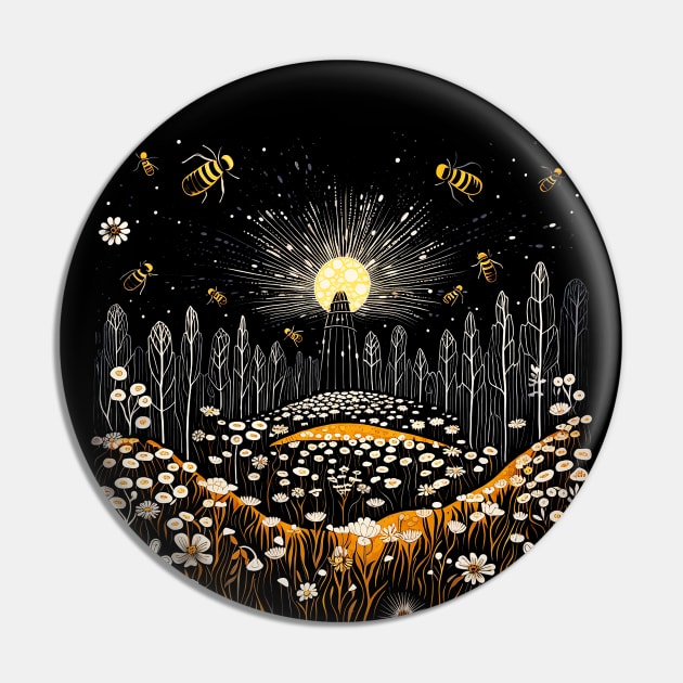 Bees Going Home Pin by nonbeenarydesigns