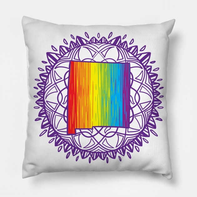 New Mexico Mandala Pride Pillow by Manfish Inc.