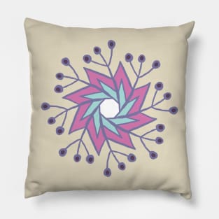 Snowflake ogee pattern in light pink and purple Pillow