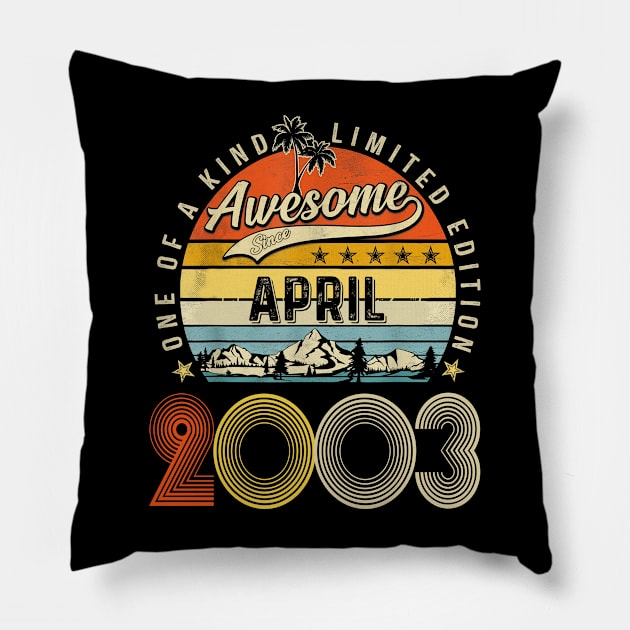 Awesome Since April 2003 Vintage 20th Birthday Pillow by Vintage White Rose Bouquets