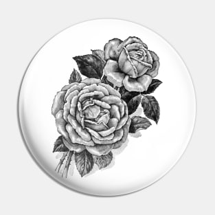 Black Roses Vinate Botanical Illustration Pin
