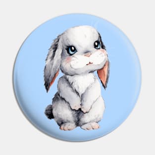 Kawaii Grey Bunny with Beautiful Shiny and Curious Eyes Pin