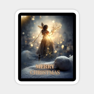 Merry Christmas Night - Xmas Angel on A Winter Evening Magnet