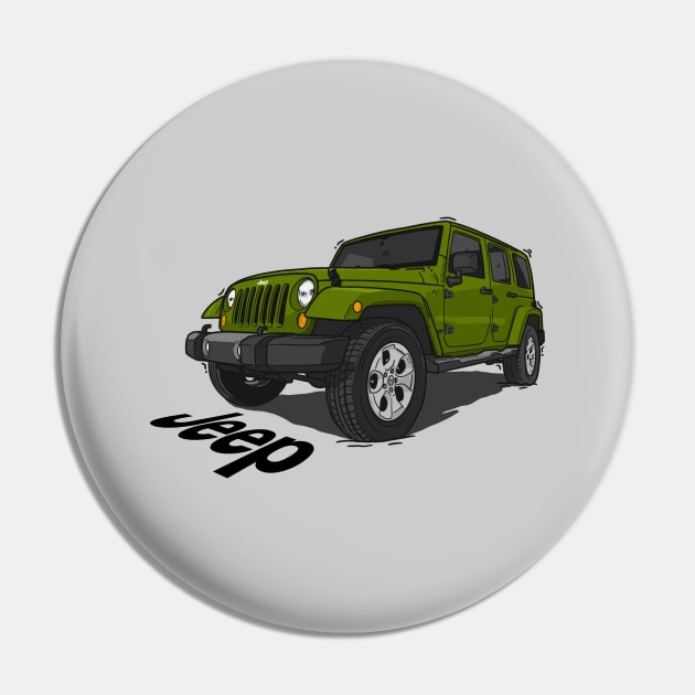 Jeep Wrangler - Army Pin by 4x4 Sketch