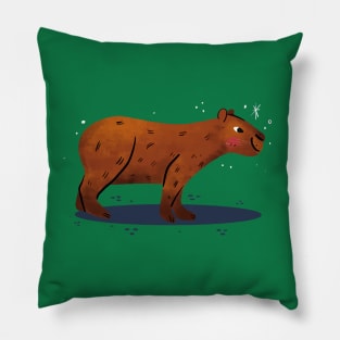 Capybara Painting Hand Drawn Pillow