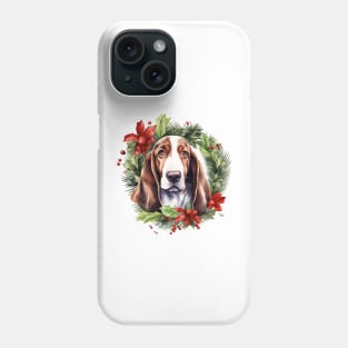 Christmas Basset Hound Dog Wreath Phone Case