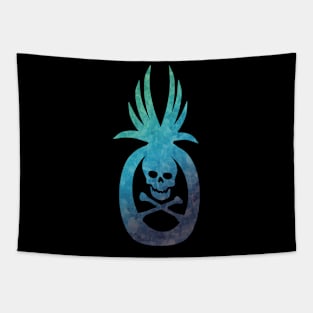 Tropical Pirate Pineapple Halloween Skull and Crossbones Green Blue Purple Tapestry