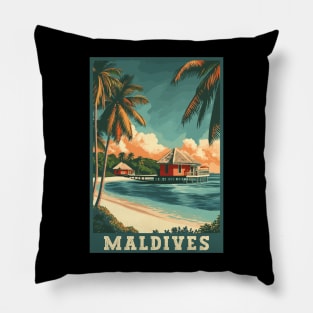 Maldives Tropical Paradise Travel Art Pillow