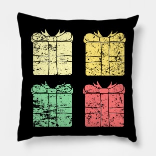 4 colored Vintage Retro Christmas Present Pillow