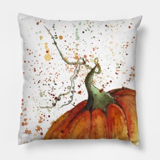 Colorful Splashed Pumpkin - Halloween Fall Watercolor Illustration Pillow