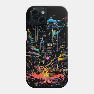 Neon Invasion in the City of Tomorrow Design by gnarly Phone Case