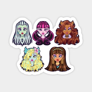 Monster High G1 Ghouls - Frankie, Draculaura, Clawdeen, Lagoona, Cleo Magnet