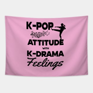 K-Pop Attitude with K-Drama Feelings Kickboxing pose light BG Tapestry