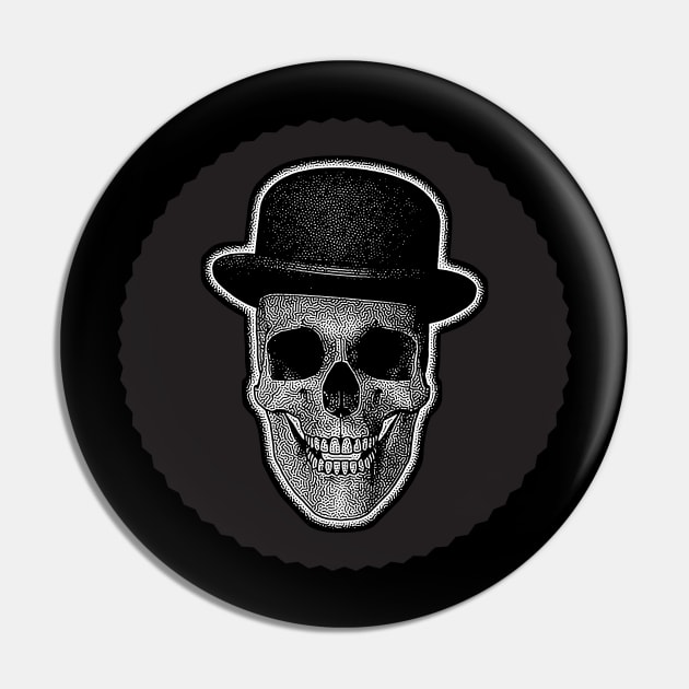 Skull with Bowler Hat Pin by EnriqueV242