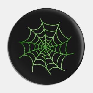 Green Glittery Spider's Web Pin