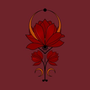 Red Lotus Flower Color Tattoo Aestetics T-Shirt