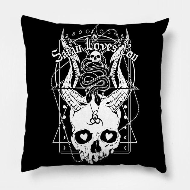 Satan Loves You Pillow by Von Kowen