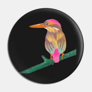 Kingfisher illustration pink, yellow, green colored bird Pin