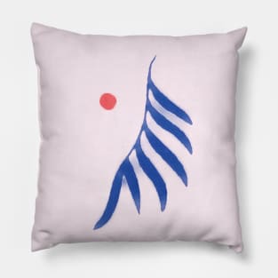 Red sun blue leaf Pillow