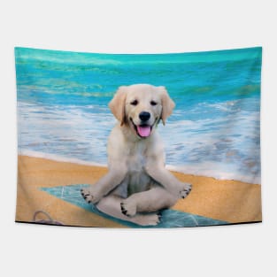 Golden Retriever Dog Dogs, Yoga Beach, Funny Cute Tapestry