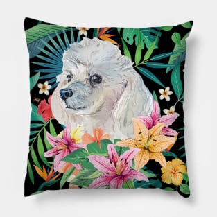 Tropical White Standard Poodle Pillow