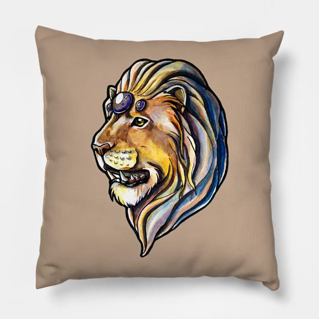 watercolor drawing "amethyst lion" Pillow by LsK House