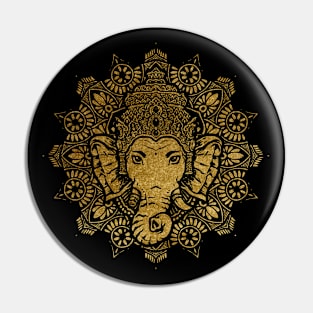 Hinduism God Lord Ganesha with Lotus Flower Mandala Pattern Pin