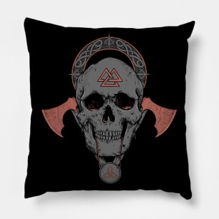 Viking Skull Nordic Scandinavian Pagan Symbols Pillow