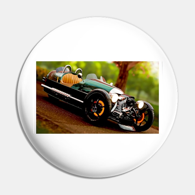 Morgan 3 Wheeler Cartoon Pin by SynchroDesign