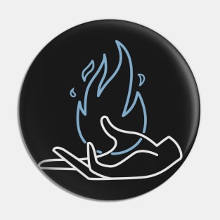 RETRO FLAME - Hand on fire (Print on back) Pin