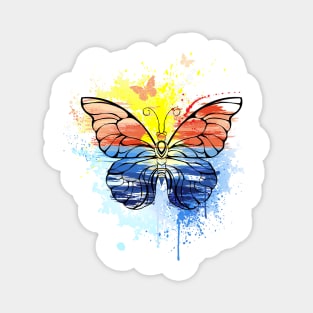 Butterfly with Painted Sea Magnet