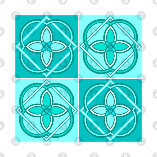 Tile pattern blue green mint by Crea Twinkles