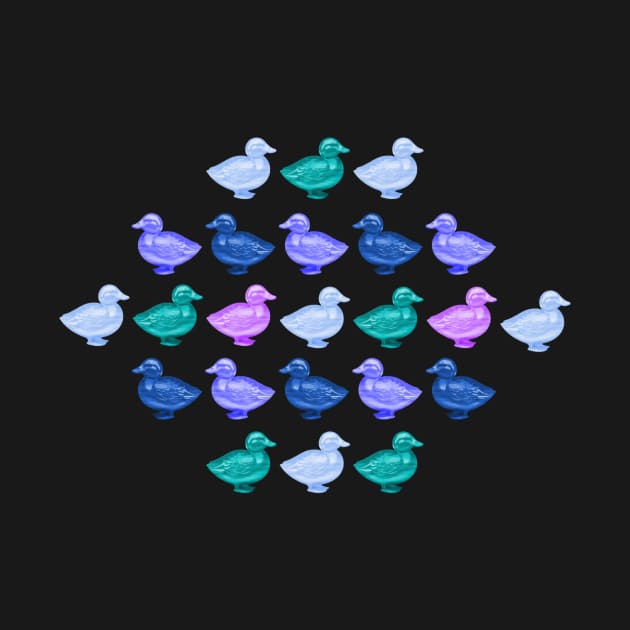 Ducks in rows, pink, teal, blue by Geomhectic