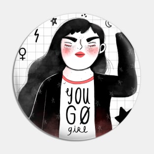 You Go Girl in black color Pin