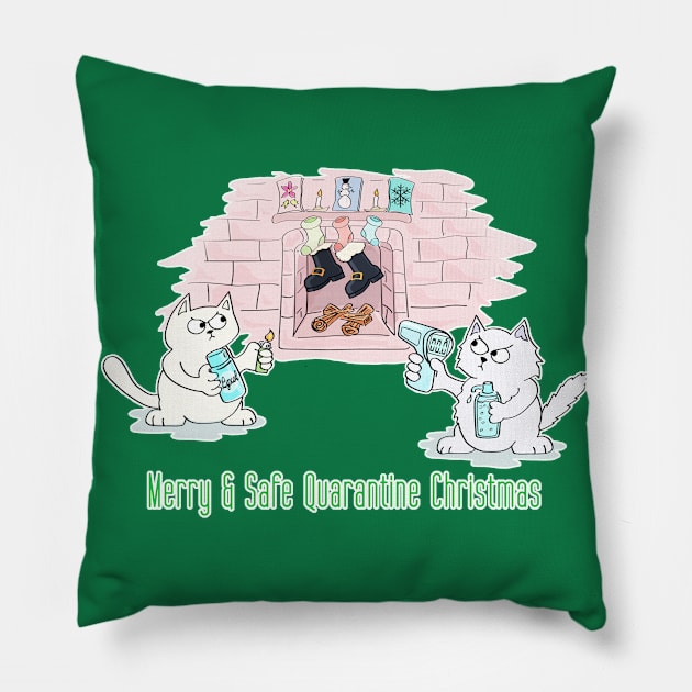 Cats Christmas Quarantine precautions Pillow by Brash Ideas