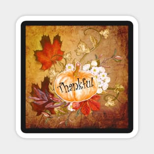 Thanksgiving Autumn Gifs, Quote Thankful Colorful Leaves & Pumpkin Home Décor Hostess Gifts Magnet