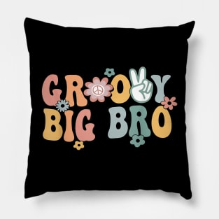 Groovy Big bro Retro Brother Matching Family 1st Birthday Pillow