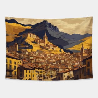 Pamplona Spain Starry Night Travel Tourism Retro Vintage Tapestry