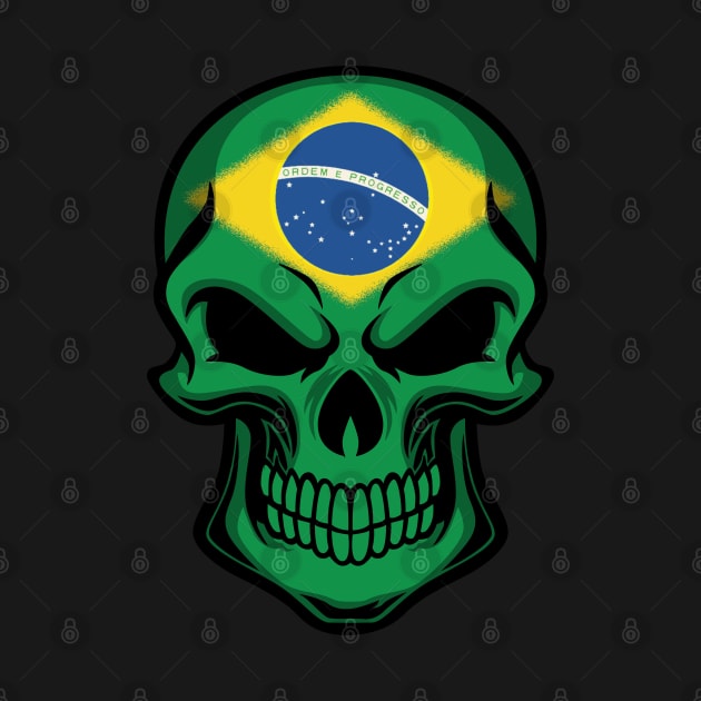 FLAG OF BRAZIL ON SKULL EMBLEM by VERXION