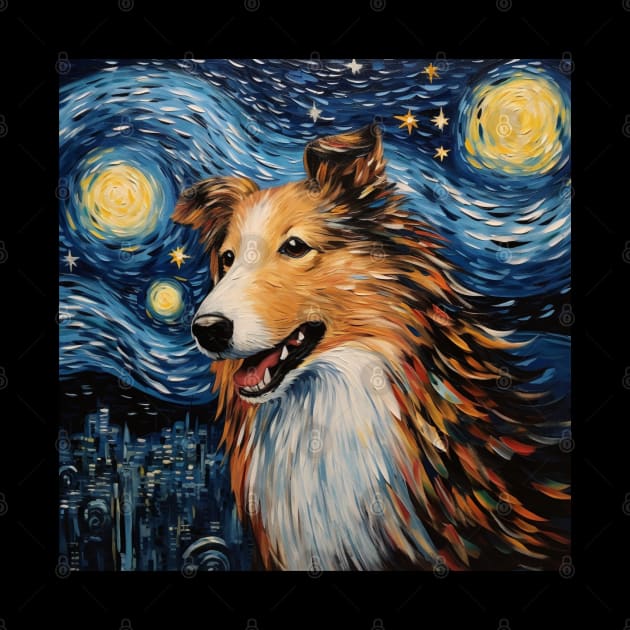 Rough Collie Starry Night by NatashaCuteShop