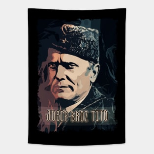 Josip Broz Tito the President of Yugoslavia SFRJ Abstract Color illustration Tapestry