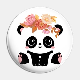 Flower Crown Panda Pin